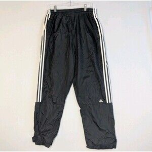 VTG 2001 Y2K Adidas Black Track Pants 3 Stripes Sz XL Baggy Windbreaker *Read